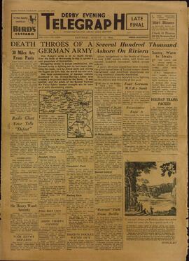 Derby Evening Telegraph. 19 agosto 1944. "Estertores del ejercito alemán"