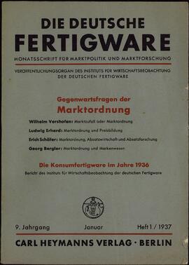 La producción de Alemania. Cuaderno 1 / 1937 Enero