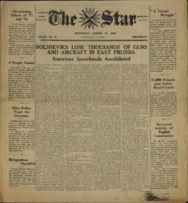 "The Star", el Periódico más Antiguo de Guernsey. 31 Marzo 1945. "Loa bolcheviques pierden miles de armas y aviones en el este de Prusia."