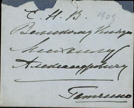 Carta y Sobre de la Zarina Maria Feodorovna al Gran Duque Mikhail, enviada desde el yacht HMS Victoria & Albert. Nápoles, 21 abril 1909