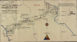 Mapa del Ejército: "Avance del 5º armado. División de la victoria. Río Rhin al Elba", marzo 31 a Abril 23, 1945