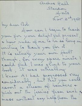 Leman. Carta a Robert Wright, 2 noviembre 1958
