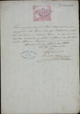 ¿Alonso Recuero, Silvestre? Despacho de teniente de infantería, 1887