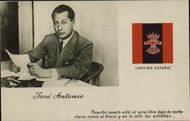 Primo de Rivera, José Antonio. Postal con foto y escudo