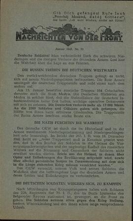 "Noticias del frente". Enero 1942. Nr. 73