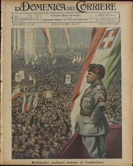 La Domenica del Corriere. "Multitud exultante entorno al Condotiero". 15 de noviembre de 1936.