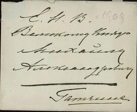 Carta y Sobre de la Zarina Alexandra Feodorovna al Gran Duque Mikhail, enviada desde Buckingham Palace. Londres, 28 marzo 1908