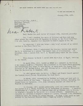 Park, Keith. Carta a Robert Wright, 27 Enero 1959"