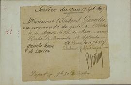 Nota de servicio al lugarteniente Gamelin. París, 12 al 13 septiembre 1897 (en francés).