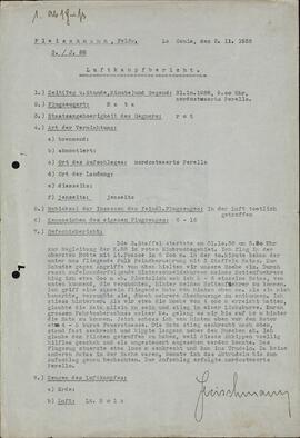 Informe de combate aéreo de la Legión cóndor. La Cenia 2 de noviembre de 1938. Fleischmann