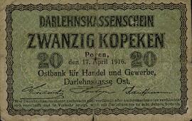 Certificado de caja de Darlehn. Veinte copec. 17 abril 1916
