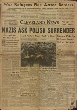 Cleveland News Night Edition. Septiembre 11, 1939. "Los nazis piden la rencidión a los polacos."