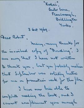 Lacey, James. Carta a Robert Wright, 3 octubre 1969