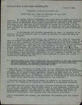 Resistencia. Consignas de acción destinadas a ingenieros de caminos y minas para ayudar a las tropas aliadas, julio de 1944.