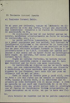 Guarnición de carabineros de Orihuela, informe. Madrid, 24 diciembre 1936 (Guerra Civil).