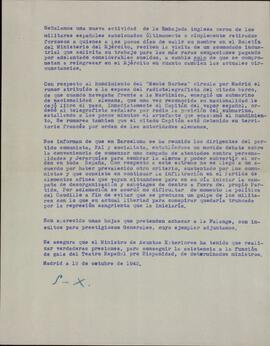 Informe con diversos asuntos de prensa. 12 octubre 1942