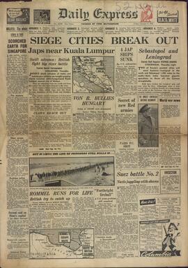 "Daily Express", 9 de Enero de 1942, "Comienza el Sitio de las Ciudades".
