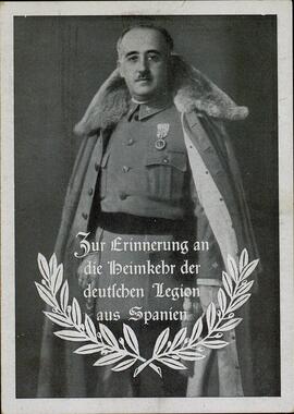 Postal Alemana. "En Recuerdo del Retorno de la Legión Alemana de España", c. 1939