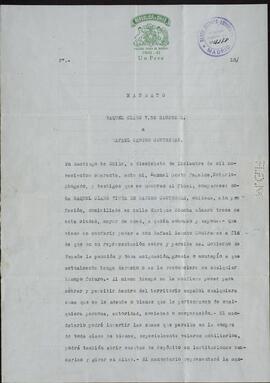 Vapor Uruguay. Sancho Contreras, Eduardo. "Mandato" de Raquel Claro Velasco (esposa). Santiago de Chile, 17 diciembre 1940