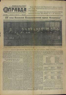 "Pravda" (Reunión del PCUS). 6 de Octubre de 1952