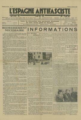 L´Espagne antifasciste. "Informaciones. La situación militar". Sábado 24 octubre 1936