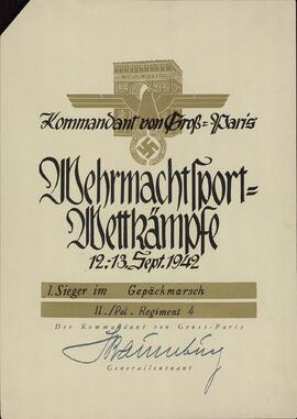 "Comandancia de Gran Paris. Deportes de la Wermacht - Lucha por la paz. 12 - 13 septiembre 1942"
