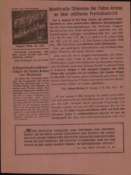 "Noticias del frente". Agosto 1942. Nr. 218