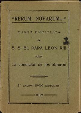 Papa León XIII. Carta encíclica "Rerum novarum..."