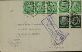 Colección Francisco Franco. 3 sobres de cartas dirigidas a Franco desde Alemania (controladas por la censura militar), 1938-1939.