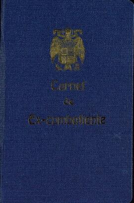 Rodríguez Chaos, José. Carné de excombatiente FET y de las JONS, n.º 15.165. Barcelona, 12 marzo 1942