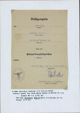 Breith, Hermann. "Diploma para Augustin Merz". 31 enero 1942