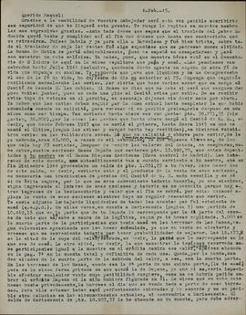 Vapor Uruguay. Sancho Contreras, Eduardo. Carta de Raquel Claro Velasco (esposa) a Rafael Sancho Contreras, conde de Montalvo (hermano). 4 febrero 1945