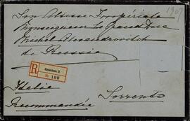 Carta y Sobre de la Zarina Alexandra Feodorovna al Gran Duque Mikhail. Kvidorc, 31 agosto 1907