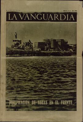 La Vanguardia. "Purificador de aguas en el Frente".  Sábado, 24 octubre 1936