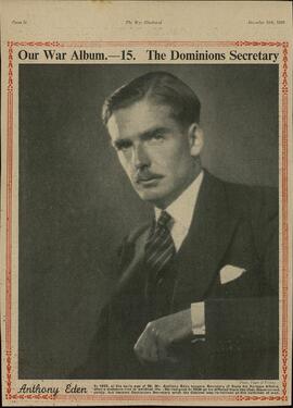 The war illustrated, Nº 15: "Nuestro album de guerra. Secretario de Estado de Asuntos de los Dominios, Anthony Eden". 18 diciembre 1939
