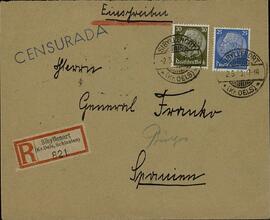Colección Francisco Franco. Franco Bahamonde, Francisco. Sobre postal. Alemania, marzo 1939