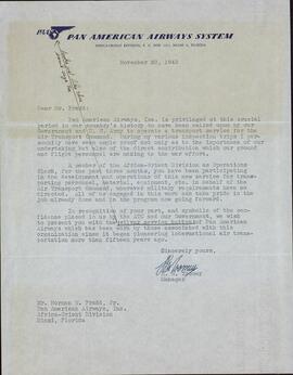 "Líneas aéreas americanas. Estimado Sr. Fradd". 20 noviembre 1943