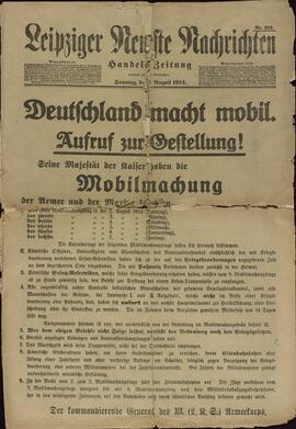 "Las últimas noticias de Leipzig". Domingo 2 agosto 1914
