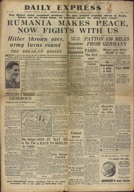 "Daily Express", 24 de Agosto de 1944, "Rumania Hace las Paces, Ahora Combate a Nuestro Lado".