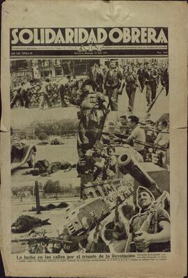 Solidaridad Obrera. "La lucha en las calles por el triunfo de la Revolución". Barcelona, 18 julio 1937.