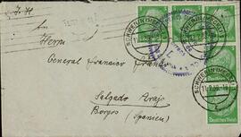 Colección Francisco Franco. Franco Bahamonde, Francisco. Sobre postal. Alemania, 11 febrero 1939.