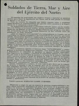 Gamir Ulibarri, Mariano, General del Ejército de la República. "Soldados de Tierra, Mar y Aire del Ejército del Norte" (Guerra Civil).