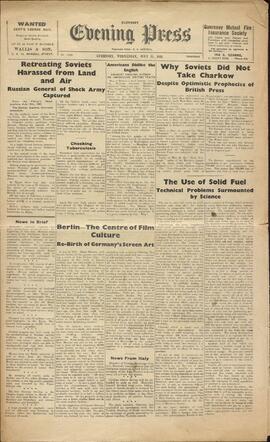 Evening Press. Guernsey, 15 julio 1942. "Retirada de los soviéticos acosados por tierra y mar."