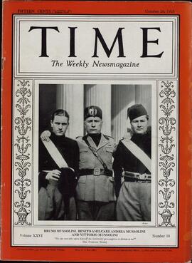 Time, 28 de Octubre de 1935: "Bruno Mussolini, Benito Amilcare Andrea Mussolini y Vittorio Mussolini"