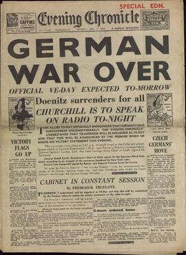 "Evening Chronicle", 7 de Mayo de 1945, "Terminada la Guerra en Alemania"