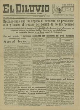 El Diluvio. Diario Republicano Democrático Federal. "Reconocemos que ha llegado el momento de proclamar, alto y fuerte, el fracaso del Comité de no intervención". 28 marzo 1937