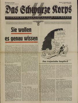 Das Schwarze Korps. Periódico para la defensa de la NSDAP. Berlín, 11 septiembre 1941