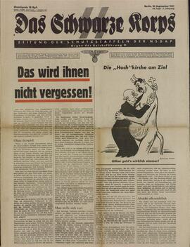 Das Schwarze Korps. Periódico para la defensa de la NSDAP. Berlín, 18 septiembre 1941