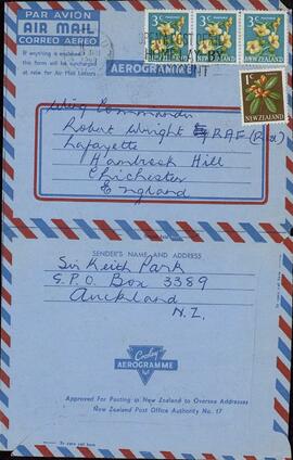 Park, Keith. Carta a Robert Wright, 23 Enero 1969