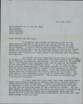 Wright, Robert. "Carta al General Van der Spuy". 21 Mayo 1975